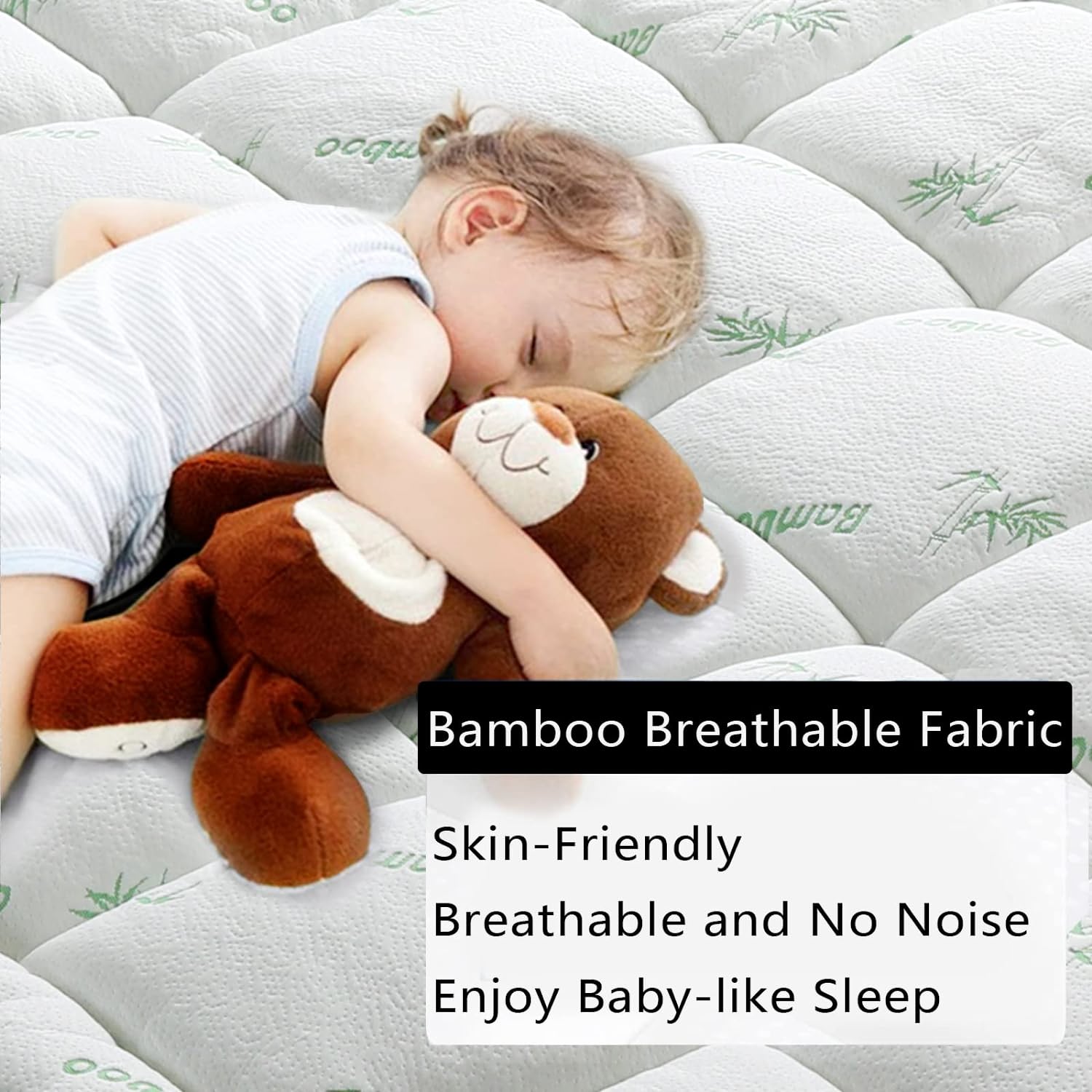 Bamboo Pillowtop Mattress Topper Luxury Bedding Mat Pad Protector Cover Queen 153 x 203 cm - Image 3