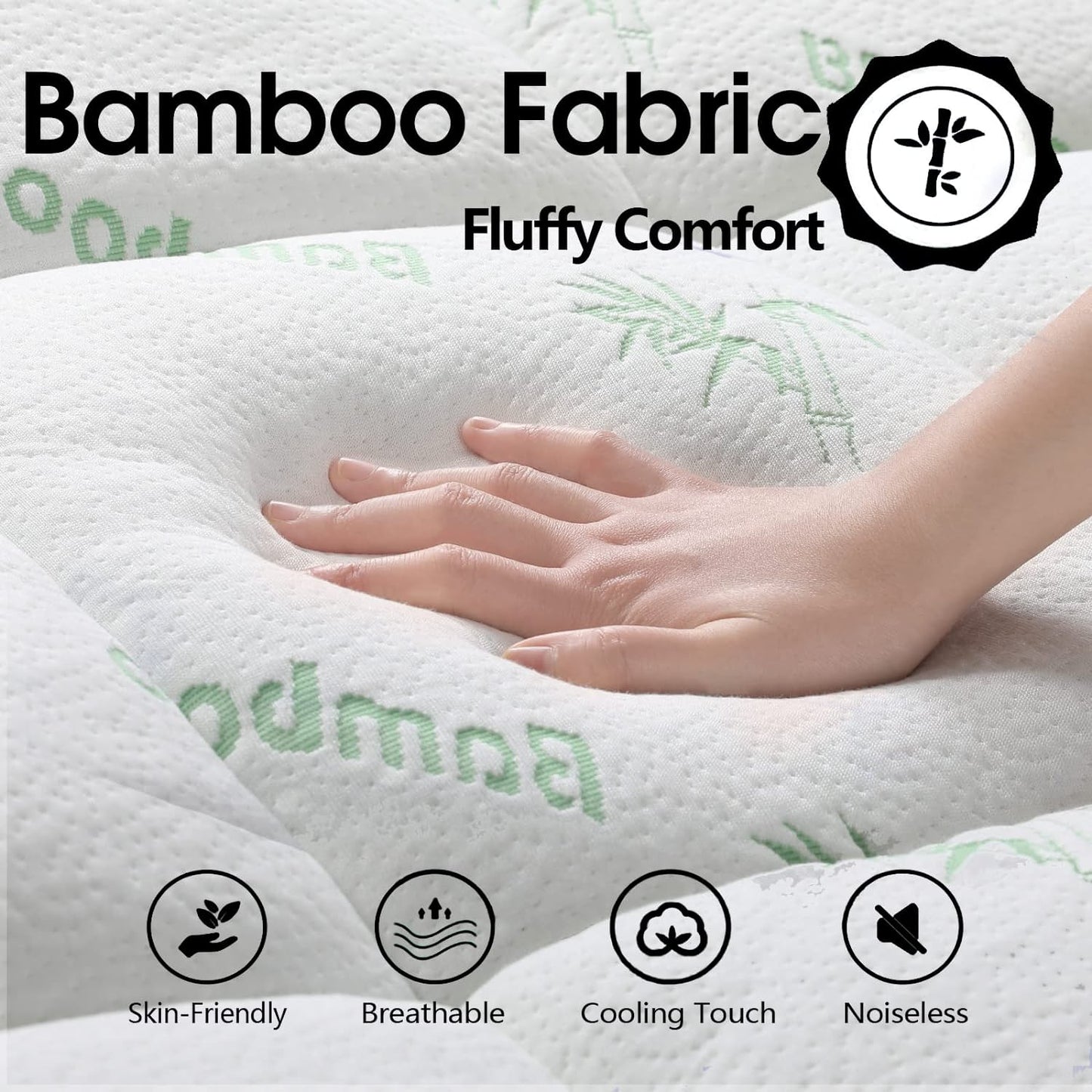 Bamboo Pillowtop Mattress Topper Luxury Bedding Mat Pad Protector Cover Queen 153 x 203 cm - Image 4