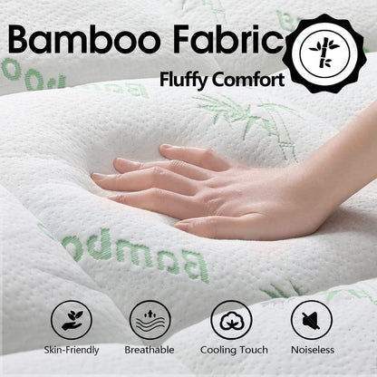 Bamboo Pillowtop Mattress Topper Luxury Bedding Mat Pad Protector Cover Queen 153 x 203 cm - Image 4