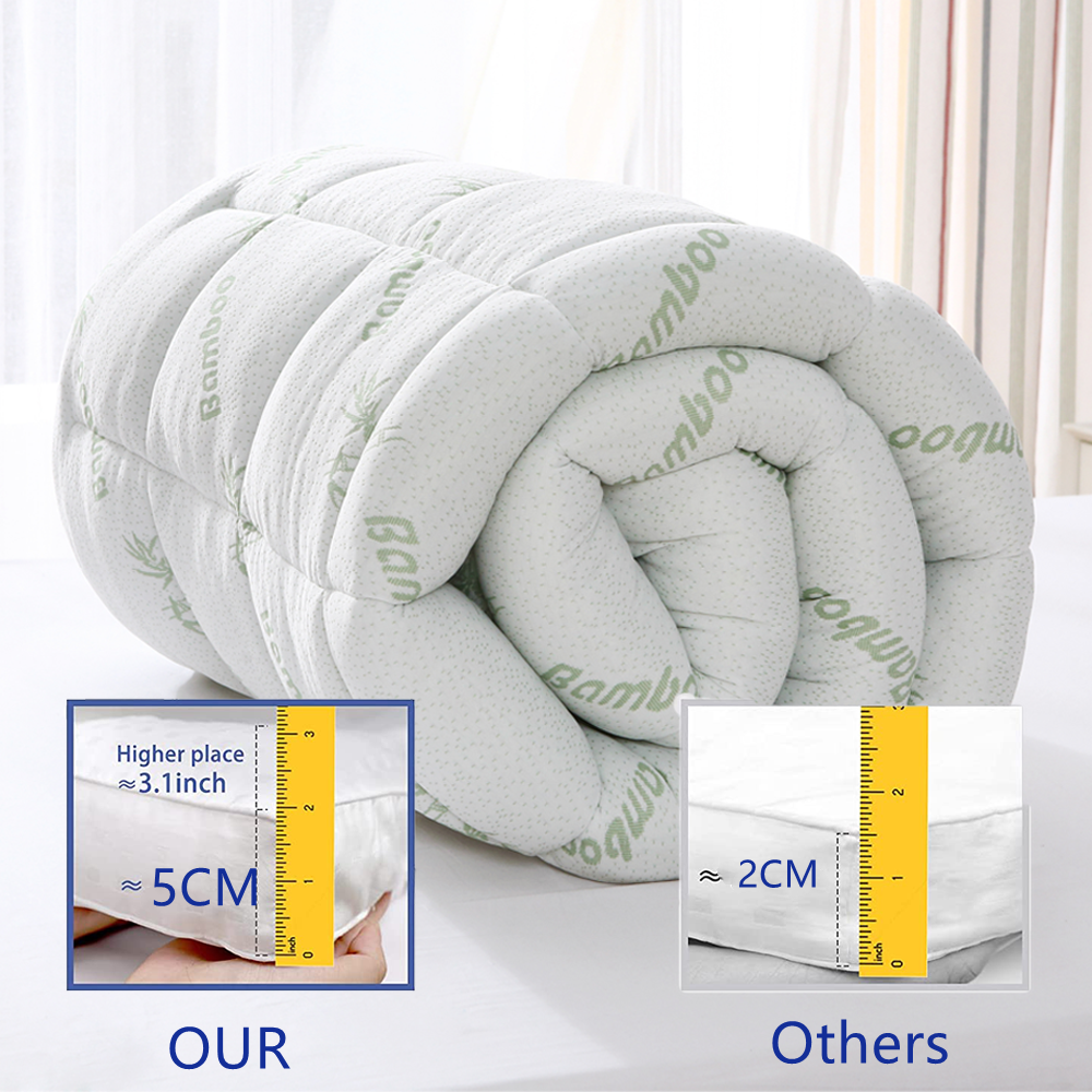 Bamboo Pillowtop Mattress Topper Luxury Bedding Mat Pad Protector Cover Queen 153 x 203 cm - Image 8