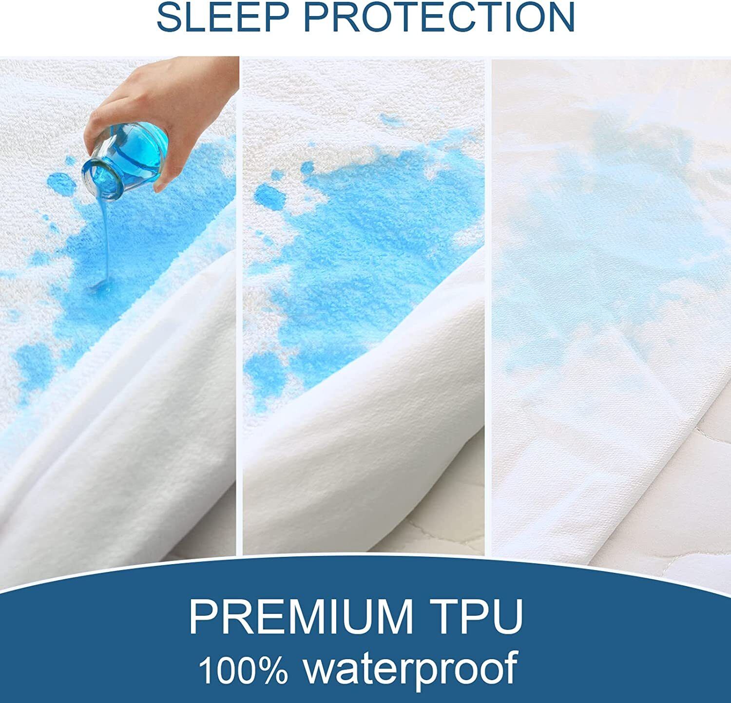 100% Terry Cotton Fitted Mattress Protector Waterproof Queen - Image 9