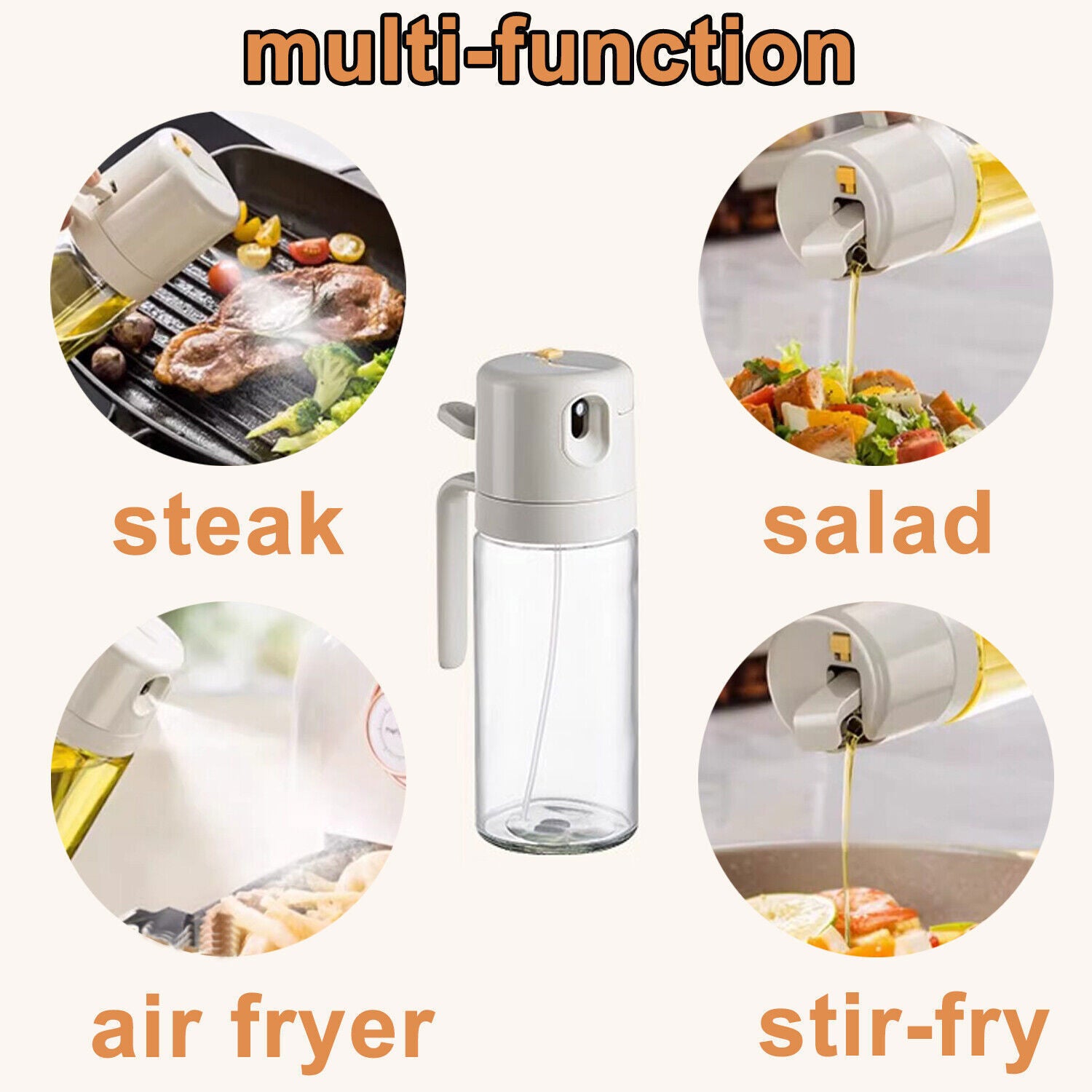 2 in 1 Oil Sprayer Dispenser Spray Bottle Cooking Baking BBQ Kitchen Tools 550ML - Image 4