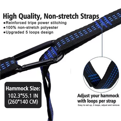 Outdoor Camping Hammock  Lightweight 260x140cm Portable Travel Grey - Image 4