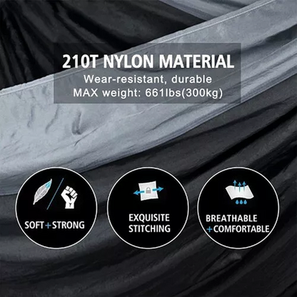 Outdoor Camping Hammock  Lightweight 260x140cm Portable Travel Grey - Image 5