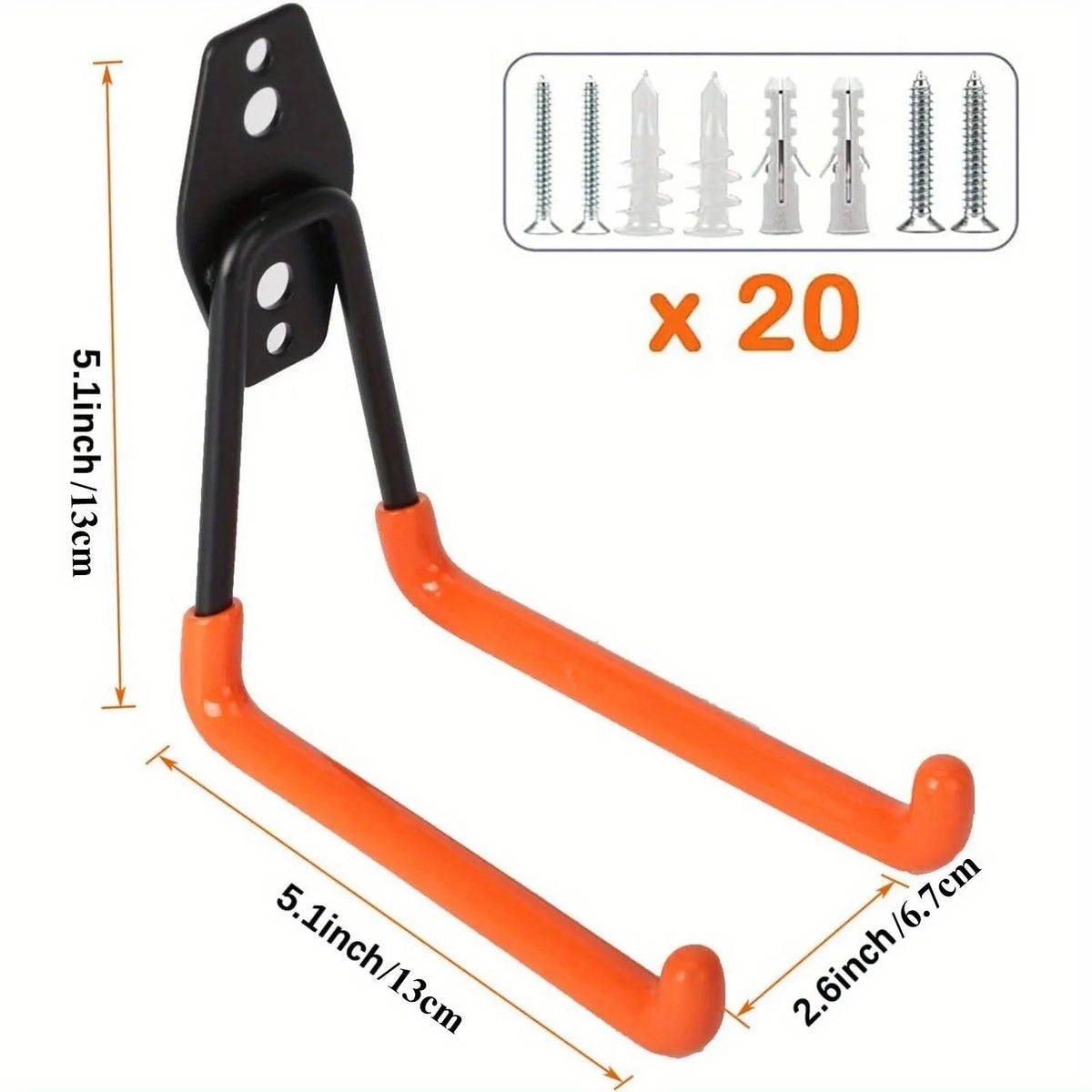 20-Pack Heavy Duty Garage Storage Hooks – Anti-Slip Steel Hangers for Tools, Ladder & Bikes - Image 2