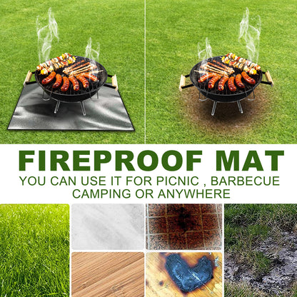 Yegbong Fireproof Mat, Outdoor Lawn Terrace Barbecue Fireproof Silver Rectangular Protective Mat - Image 2