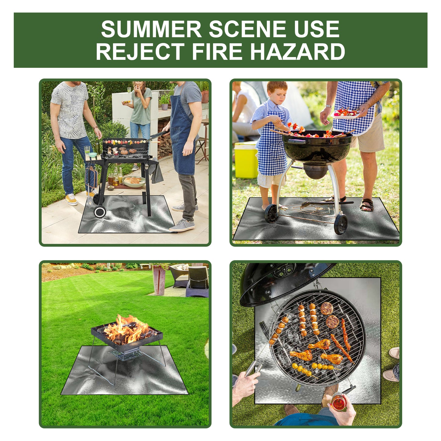 Yegbong Fireproof Mat, Outdoor Lawn Terrace Barbecue Fireproof Silver Rectangular Protective Mat - Image 7