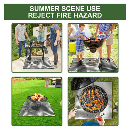 Yegbong Fireproof Mat, Outdoor Lawn Terrace Barbecue Fireproof Silver Rectangular Protective Mat - Image 7