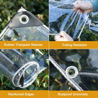 420GSM Heavy Duty Clear PVC Tarpaulin Cloth Transparent Tarps Grommets 3X4M - Image 4