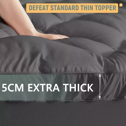5CM Bedding Luxury Pillowtop Mattress Topper Mat Pad Antibacterial and dust mite-resistant Queen:153*203cm - Image 9