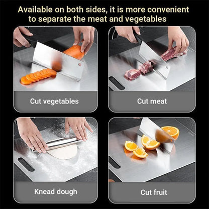 Cutting Board Double-Sided Stainless Steel Chopping Boards for Kitchen Camping 36x25cm - Image 3