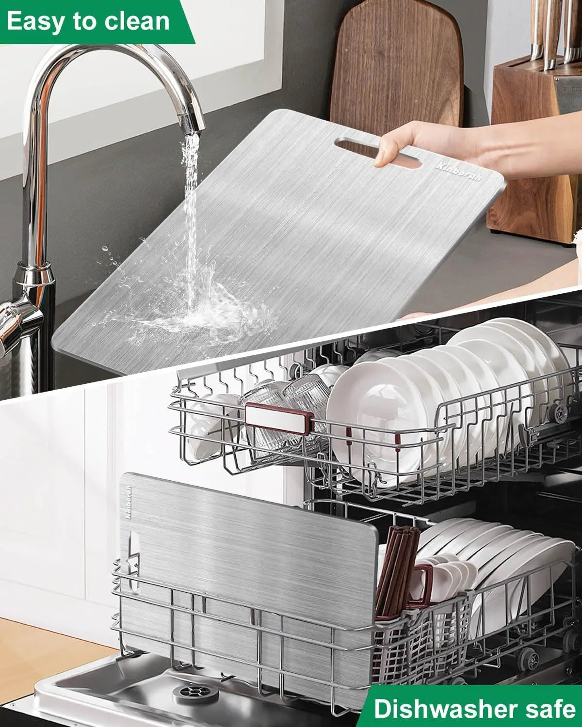 Cutting Board Double-Sided Stainless Steel Chopping Boards for Kitchen Camping 36x25cm - Image 5