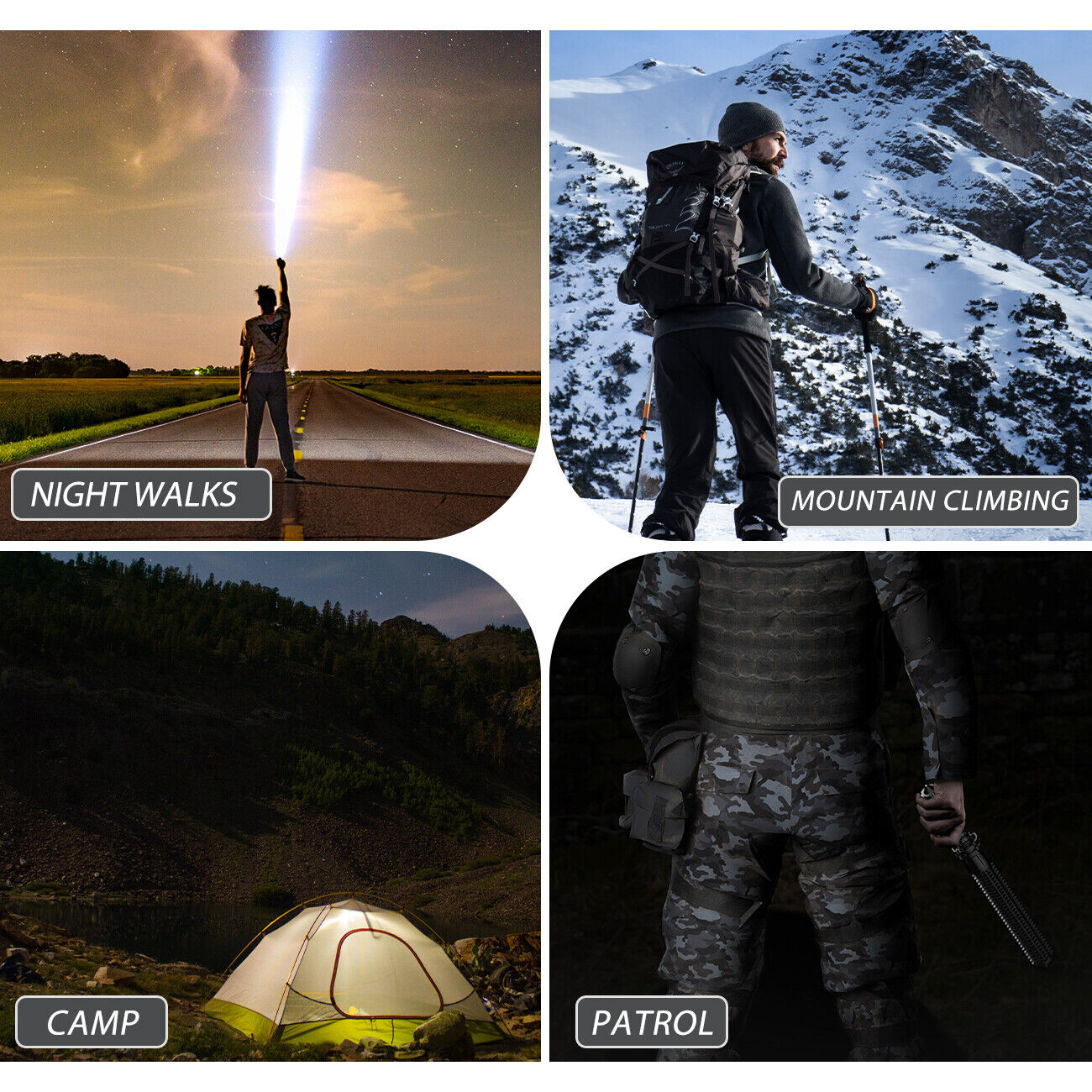 Baseball LED Flashlight Rechargeable Zoom Police Security Torch Baton Lamp Light - Image 7