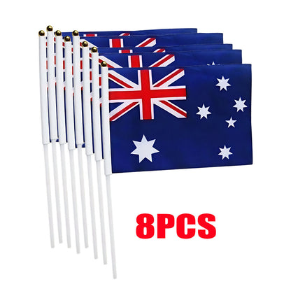 Small Waver Hand Held Aussie Flags Party Supplies Banner AU 8pcs Australia Flag - Image 3