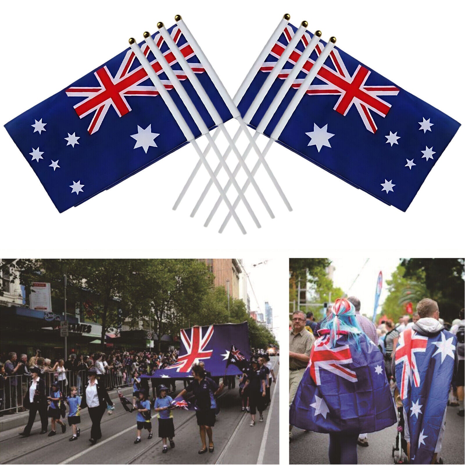 Small Waver Hand Held Aussie Flags Party Supplies Banner AU 8pcs Australia Flag - Image 9