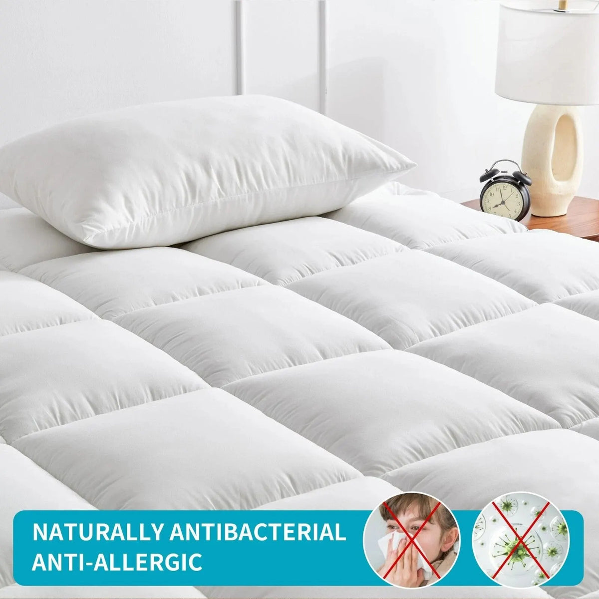 1500GSM Bamboo Mattress Topper Extra Thick 10CM Bed Topper King: 180 x 203 + 40 cm - Image 3