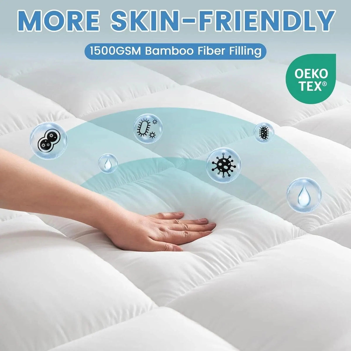1500GSM Bamboo Mattress Topper Extra Thick 10CM Bed Topper King: 180 x 203 + 40 cm - Image 8