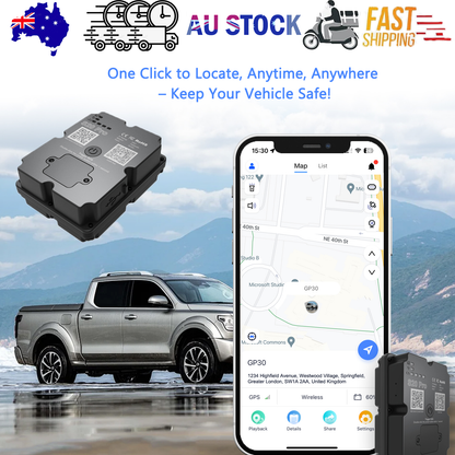 4G GPS Tracker for Car/Moto/Luggage - Waterproof, Real-time Tracking 30 Days Battery Life, Remote Control via Trial App.
