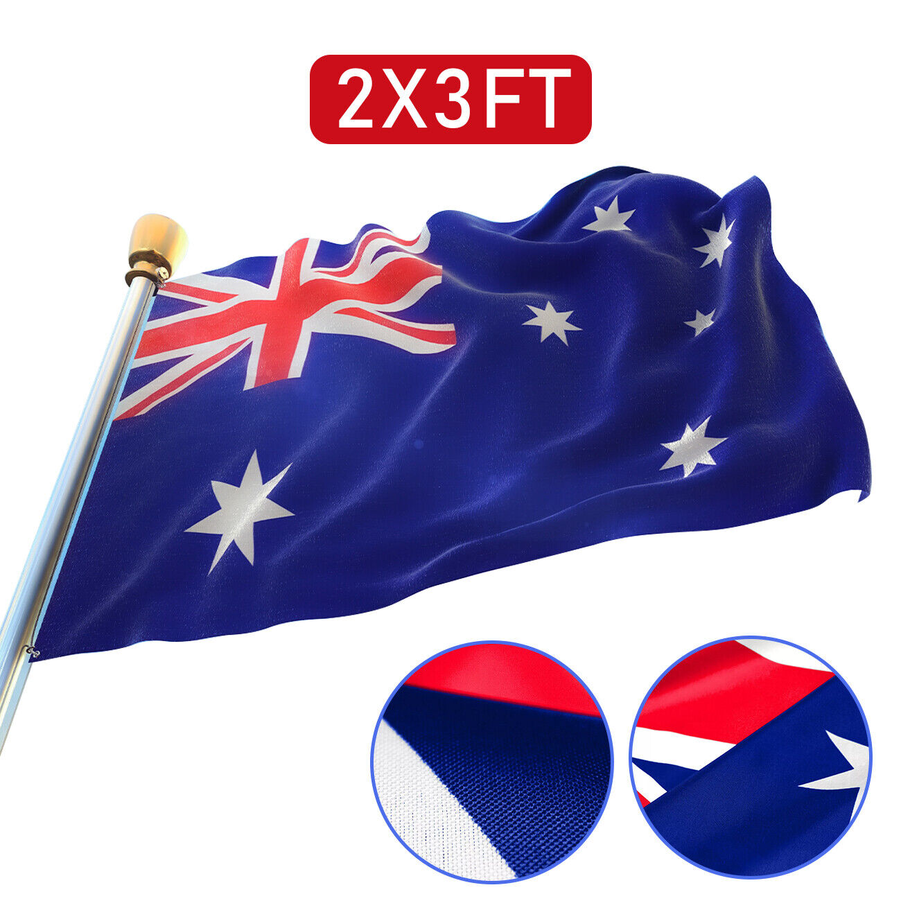 2 Pack Australian Aussie Flag Australia Day Oz AU 2x3ft 60x90cm Polyester - Image 2