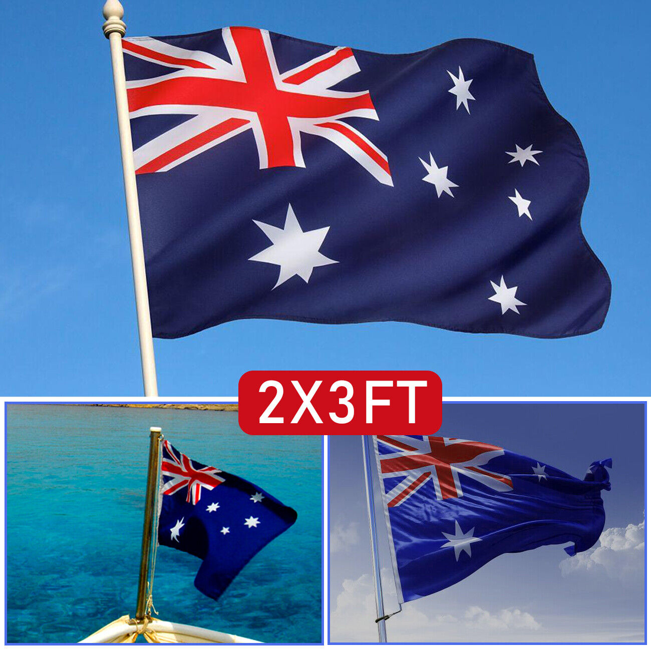 2 Pack Australian Aussie Flag Australia Day Oz AU 2x3ft 60x90cm Polyester - Image 8