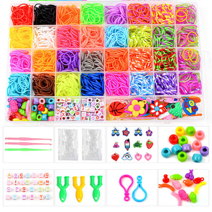 40Grids Rainbow Loom Bands Rubber Bracelet Making Kit S Clips Beads DIY Toys - Image 3