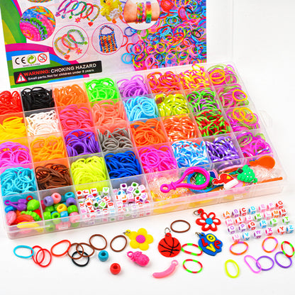 40Grids Rainbow Loom Bands Rubber Bracelet Making Kit S Clips Beads DIY Toys - Image 4