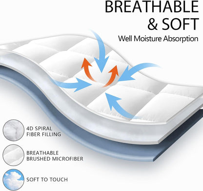 Luxury Mattress Topper Pillowtop Bedding Mat Pad Fitted Cover Underlay DOULBE - Image 8
