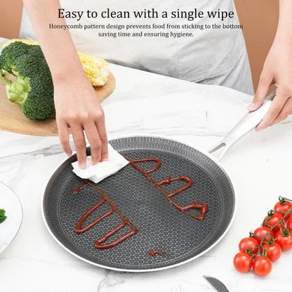 28cm Stainless Steel Crepe Pan Non-Stick Pan Honeycomb Coating Frying Pan Pizza6299 - Image 3