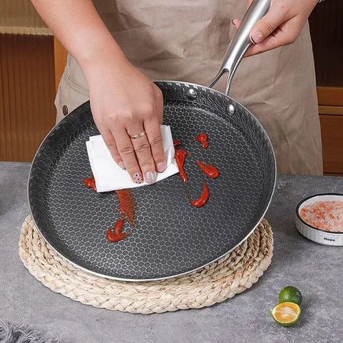 28cm Stainless Steel Crepe Pan Non-Stick Pan Honeycomb Coating Frying Pan Pizza6299 - Image 6
