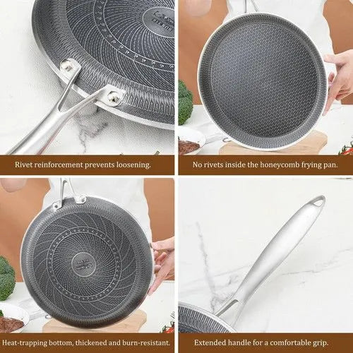 28cm Stainless Steel Crepe Pan Non-Stick Pan Honeycomb Coating Frying Pan Pizza6299 - Image 9