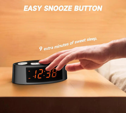 AM/FM Alarm Clock Radio with Dual Alarm, Sleep Timer & Snooze Functions, Orange LED Display, 4-Level Dimming Option - Image 4