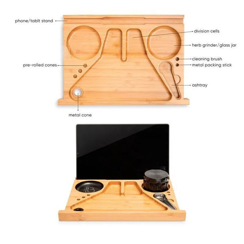 Wooden Storage Chest With Movable Tray Wood Lockable Stash Box Rolling Tray Gift - Image 3