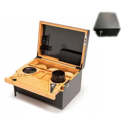 Wooden Storage Chest With Movable Tray Wood Lockable Stash Box Rolling Tray Gift - Image 6