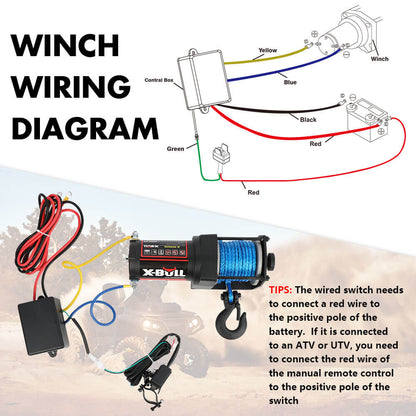 X-BULL 12V Electric Winch 3000LB ATV Winch Boat Trailer Winch Synthetic Rope - Image 4