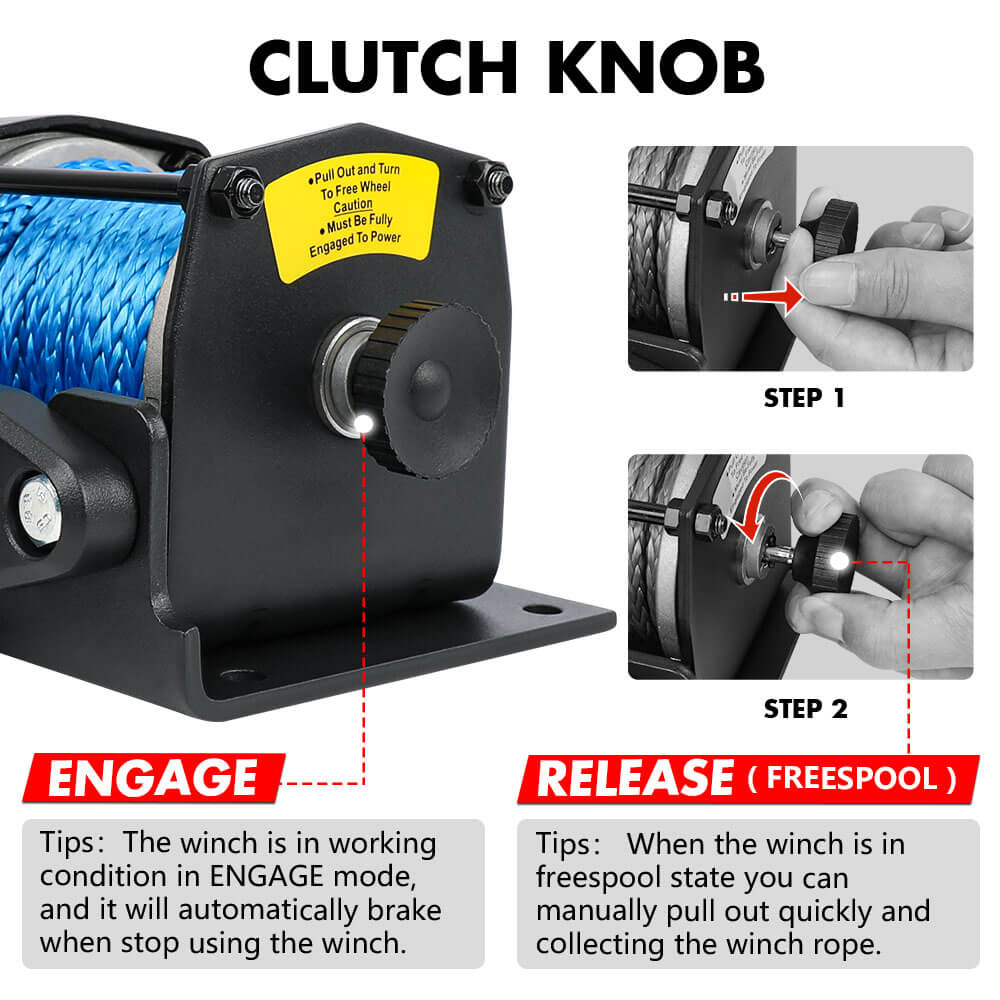 X-BULL 12V Electric Winch 3000LB ATV Winch Boat Trailer Winch Synthetic Rope - Image 5