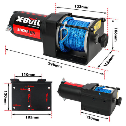 X-BULL 12V Electric Winch 3000LB ATV Winch Boat Trailer Winch Synthetic Rope - Image 6