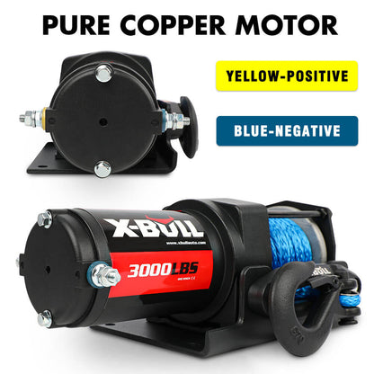 X-BULL 12V Electric Winch 3000LB ATV Winch Boat Trailer Winch Synthetic Rope - Image 7