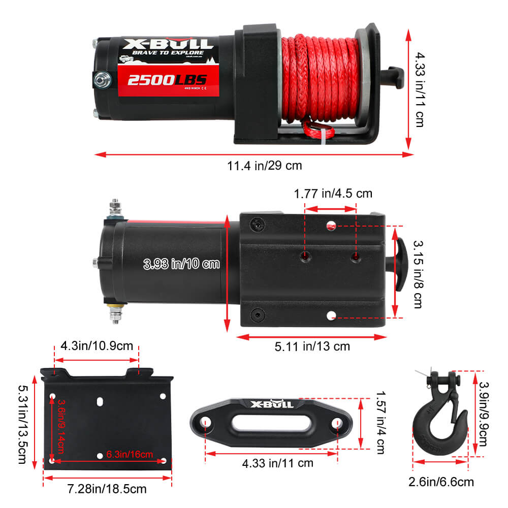 X-BULL 12V Electric Winch 2500LBS Synthetic Rope 15.2M ATV Boat Winch Trailer - Image 2