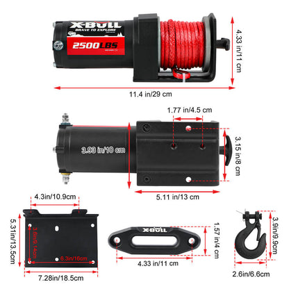 X-BULL 2500LBS Electric Winch 12V Winch Synthetic Rope 15.2M ATV Winch Kit Boat Winch Trailer - Image 2