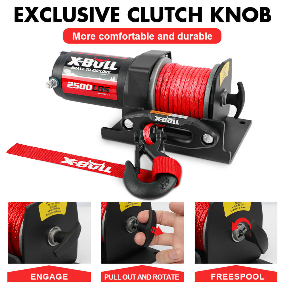X-BULL 2500LBS Electric Winch 12V Winch Synthetic Rope 15.2M ATV Winch Kit Boat Winch Trailer - Image 3