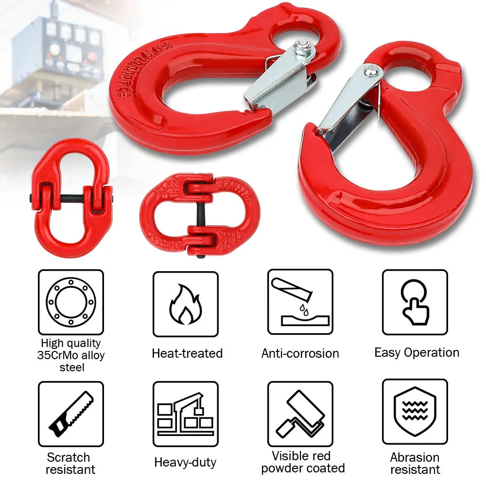2X 6mm Hammerlock+ Eye Sling Hook Safety Chain Caravan Trailer connecting Extend - Image 2