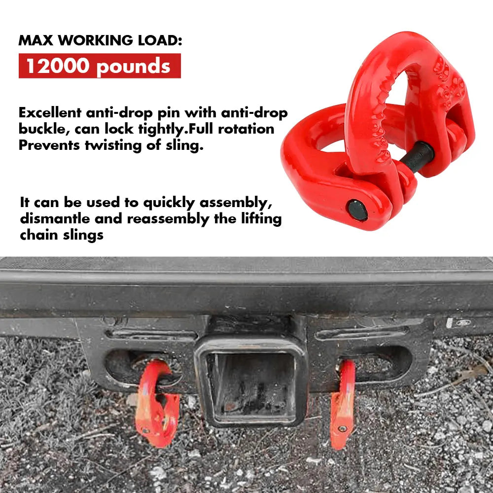 2X 6mm Hammerlock+ Eye Sling Hook Safety Chain Caravan Trailer connecting Extend - Image 9