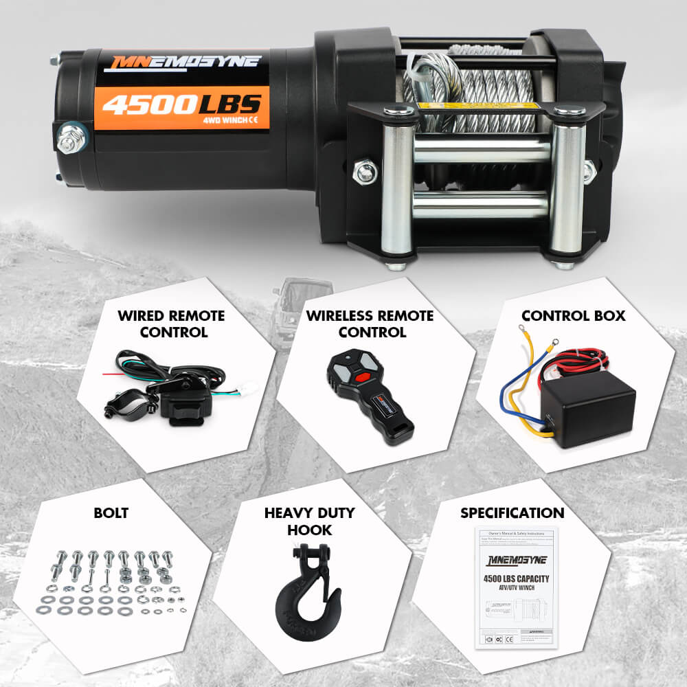 12V Electric Winch 4500LBS Winch Steel Cable Trailer Towing Remote ATV UTV - Image 2