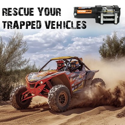 12V Electric Winch 4500LBS Winch Steel Cable Trailer Towing Remote ATV UTV - Image 5