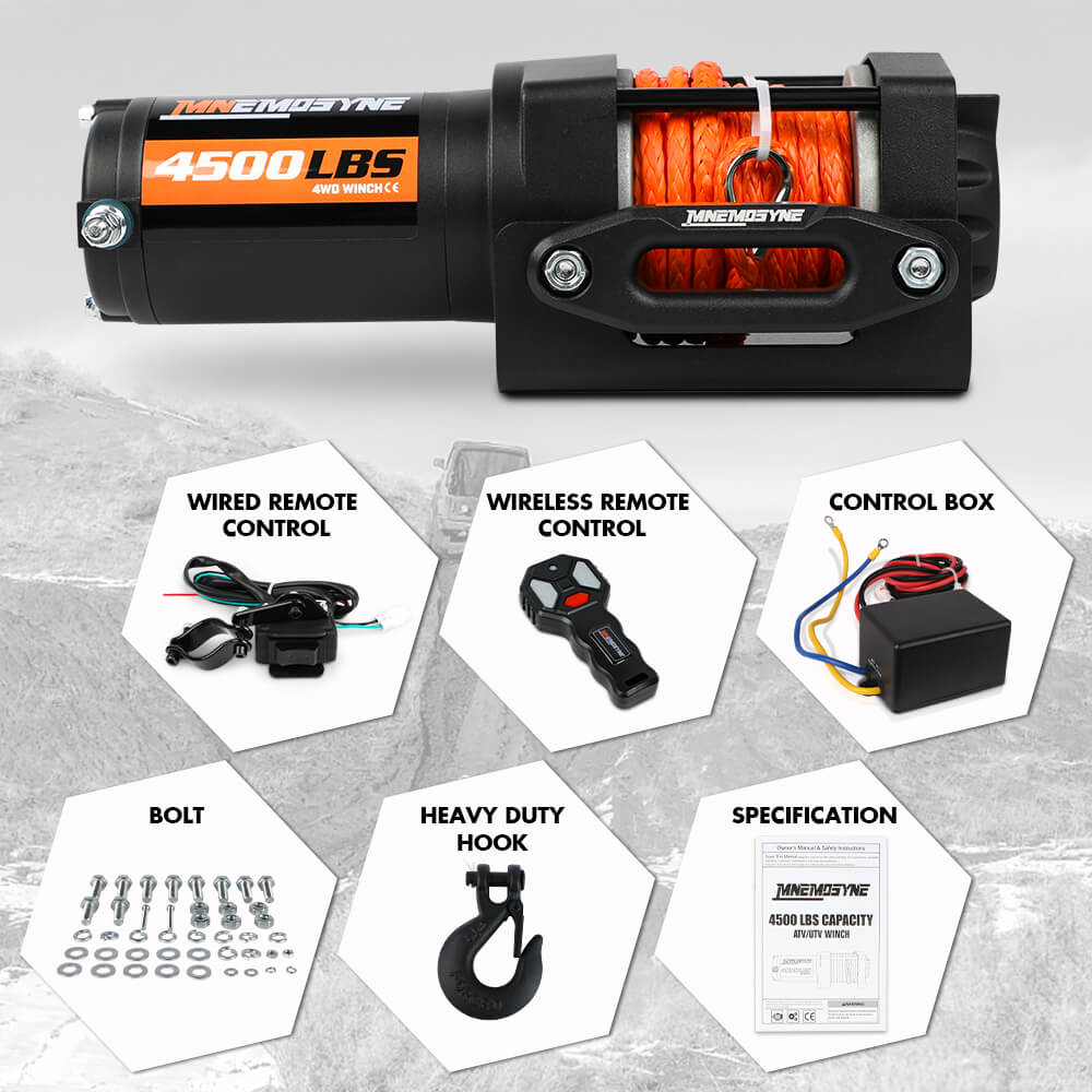 Electric Winch 4500lbs Winch Synthetic Rope Wireless Towing Trailer ATV Winch UTV Winch 4WD - Image 2