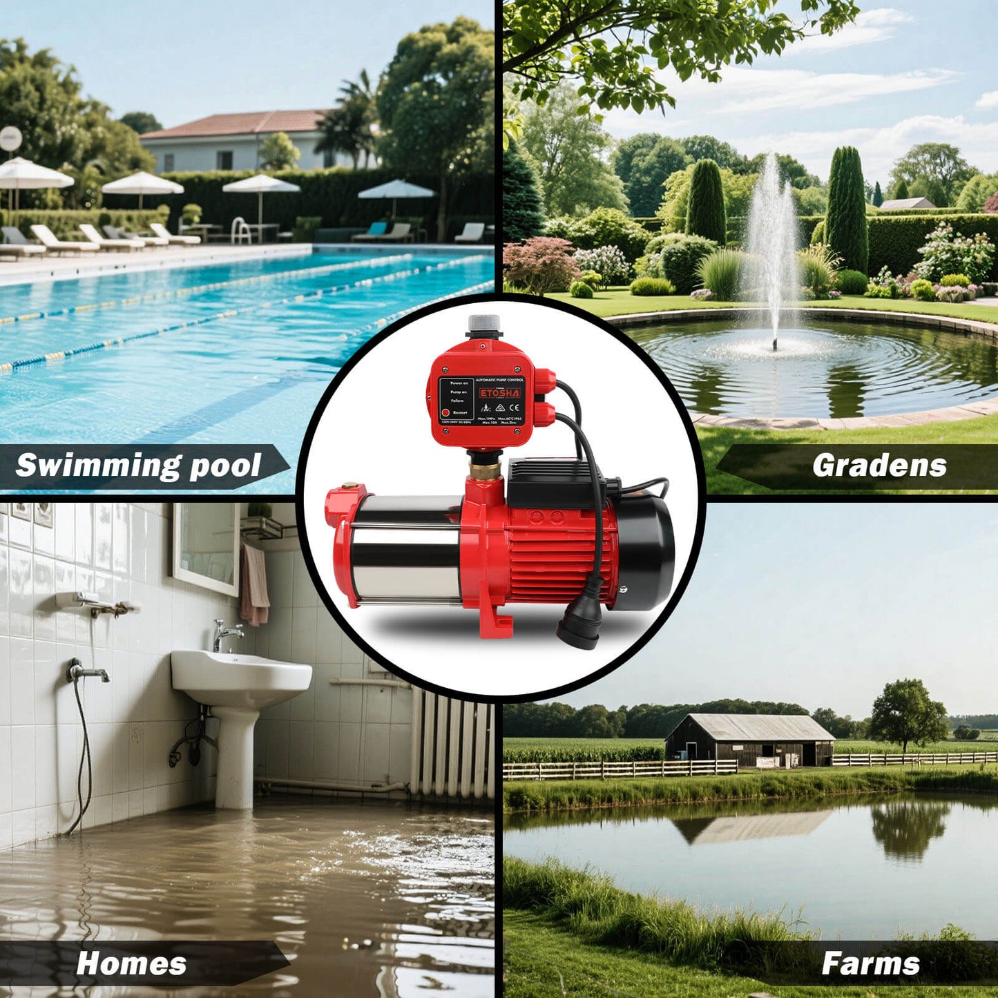 ETOSHA 2000W Garden Water Pump High Pressure 4-Stage Tank Irrigation Water Pump - Image 7
