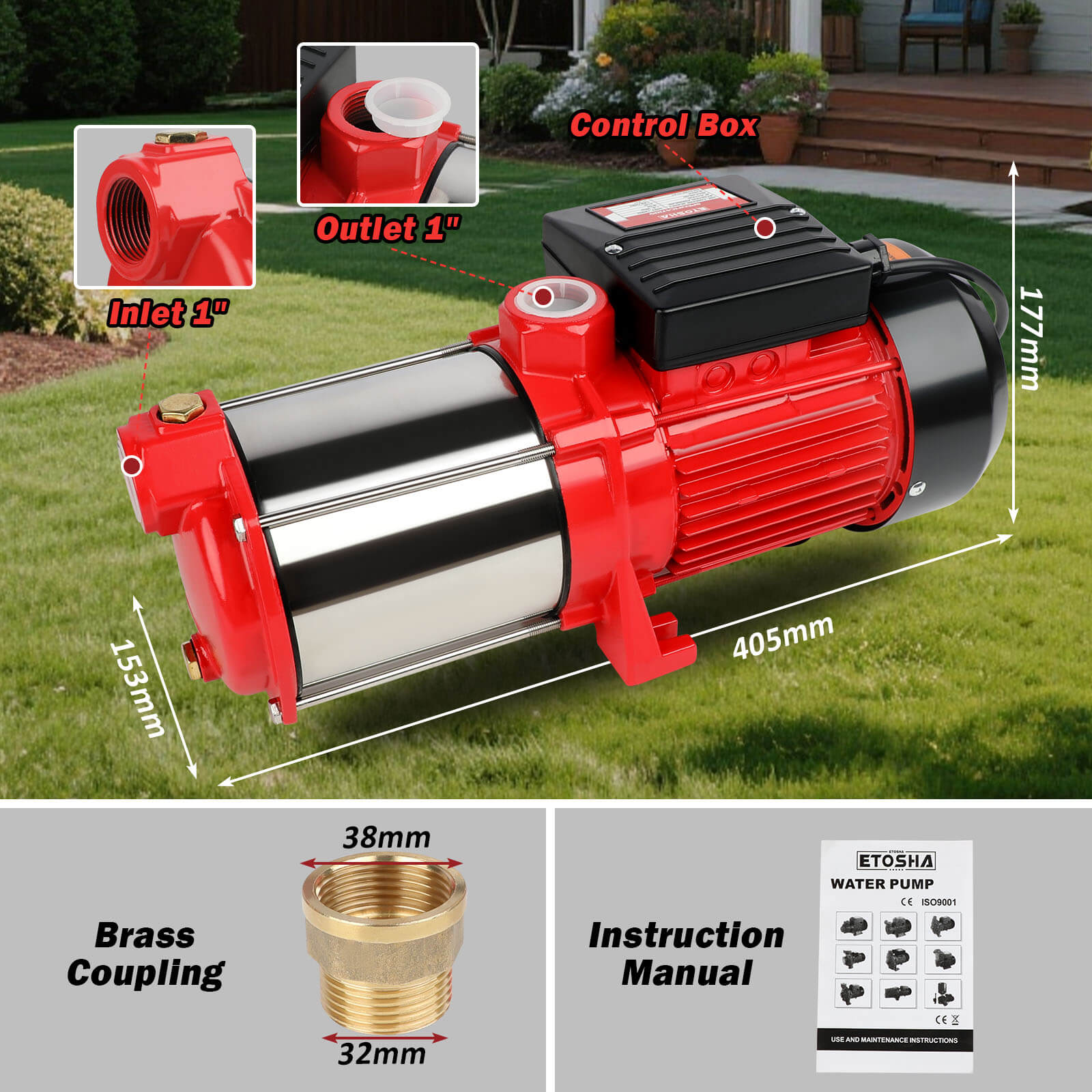 ETOSHA 2000W Garden Water Pump High Pressure 4-Stage Tank Farm Irrigation Pump - Image 5