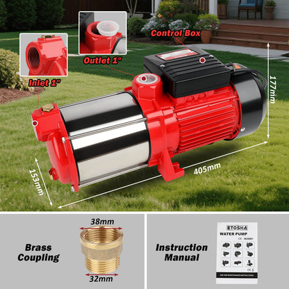 ETOSHA 2000W Garden Water Pump High Pressure 4-Stage Tank Farm Irrigation Pump - Image 5
