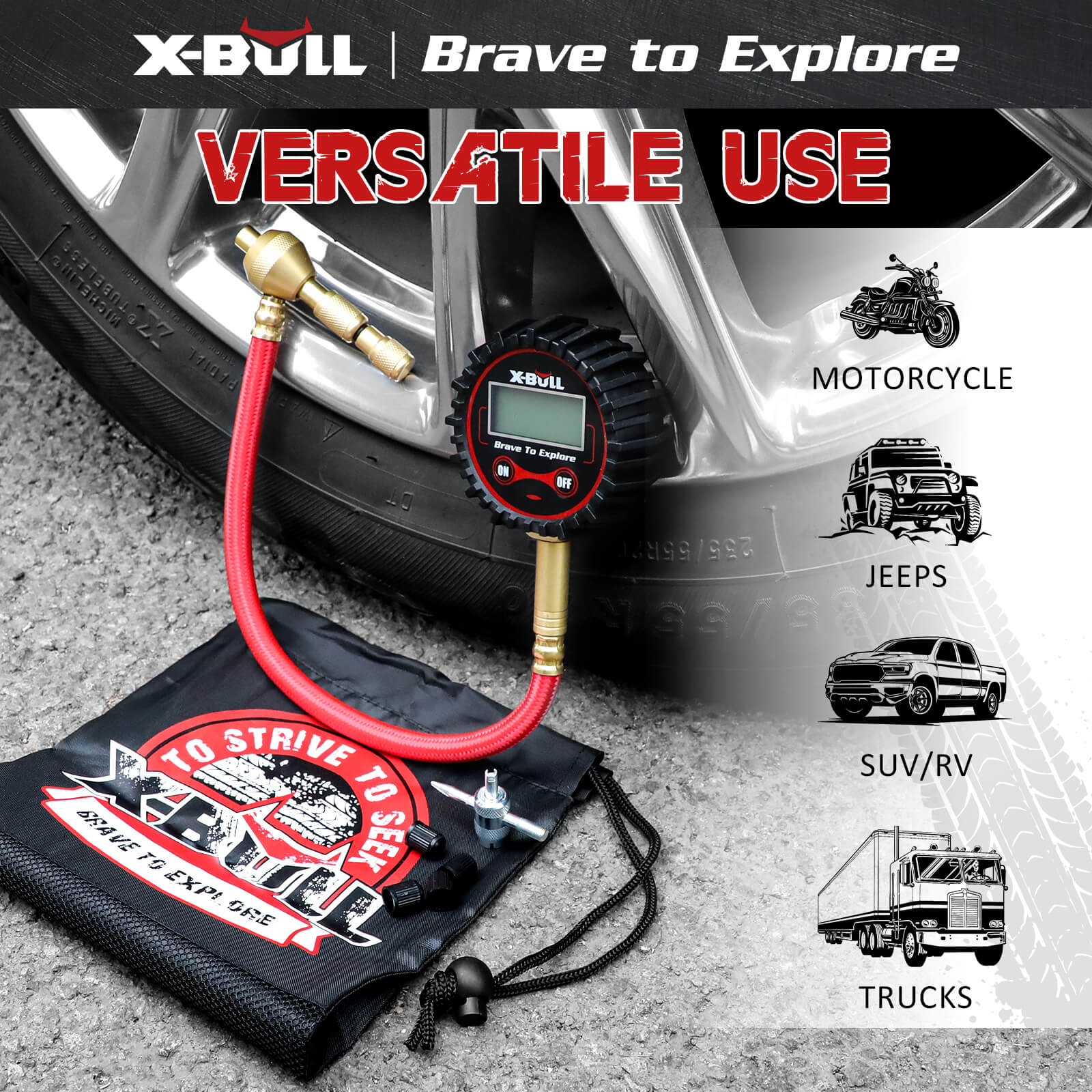 X-BULL Digital tire pressure gauge 250PSI Tyre Air Pressure Car Motorcycle LED - Image 2