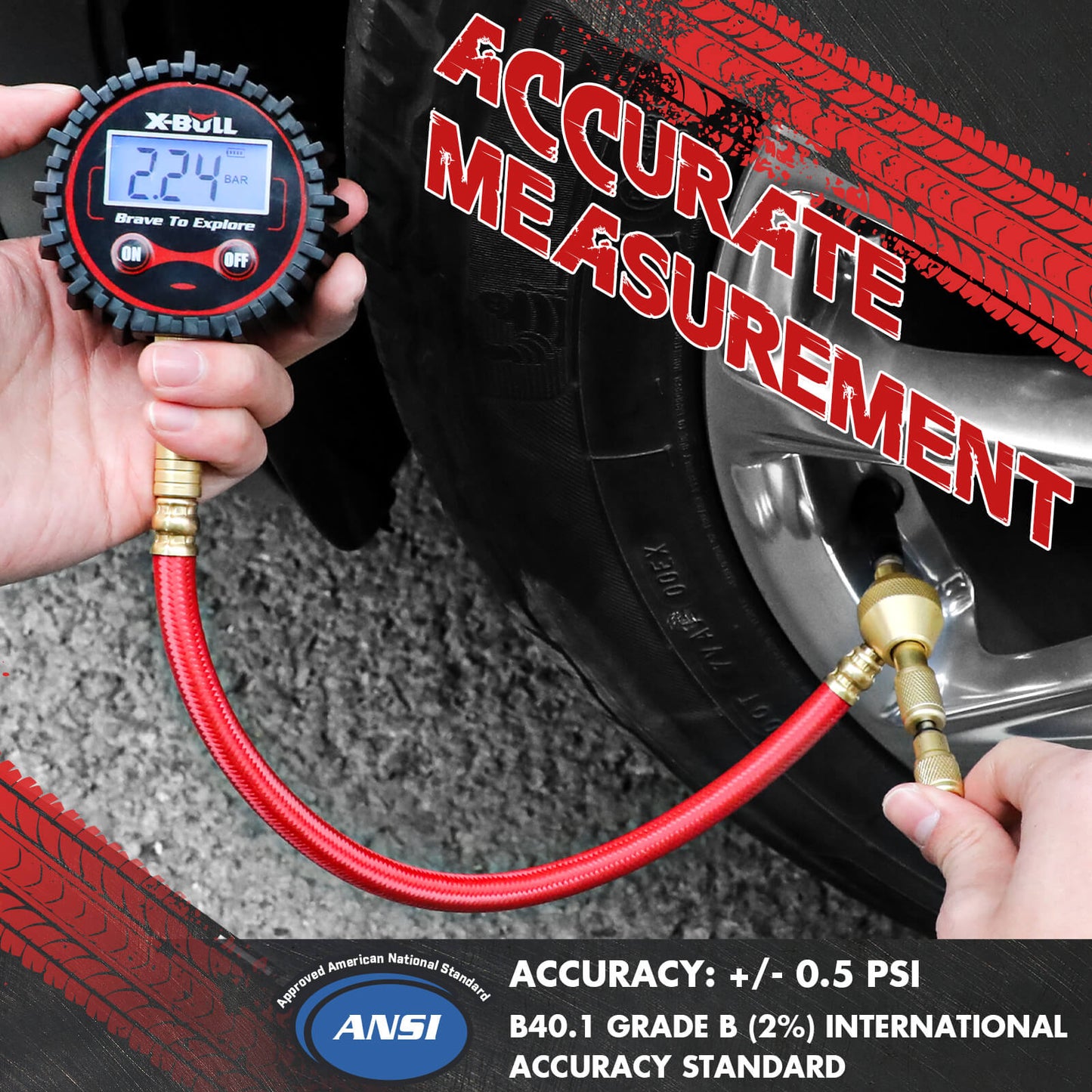 X-BULL Digital tire pressure gauge 250PSI Tyre Air Pressure Car Motorcycle LED - Image 3